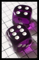 Dice : Dice - 6D Pipped - Purple Transparent with White Pips - FA collection buy Dec 2010